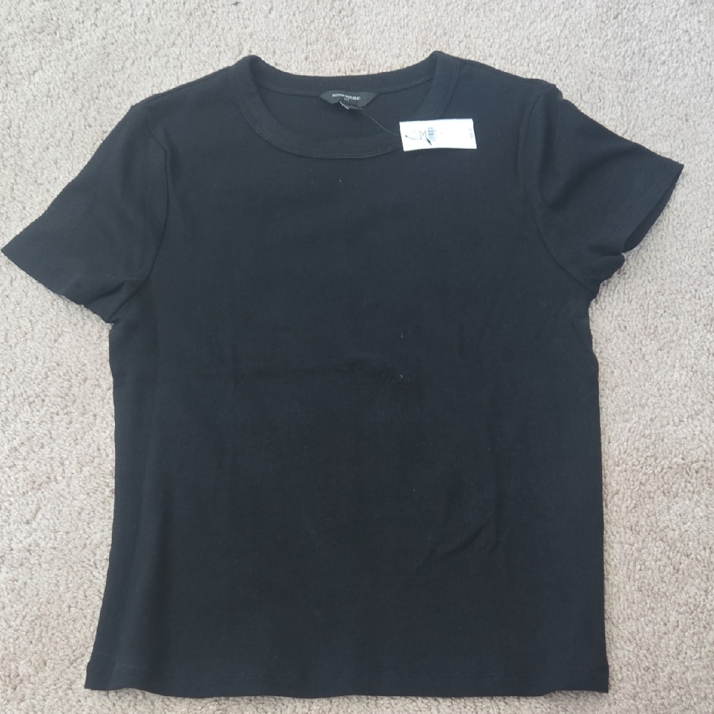 NWT Banana Republic Factory Ribbed Tee, Size Large, Black